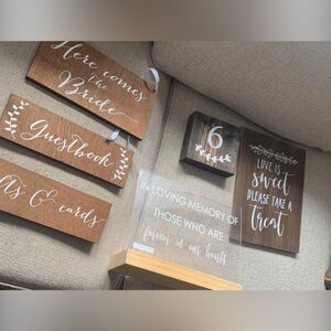 Rustic Wedding Sign Set with White Script